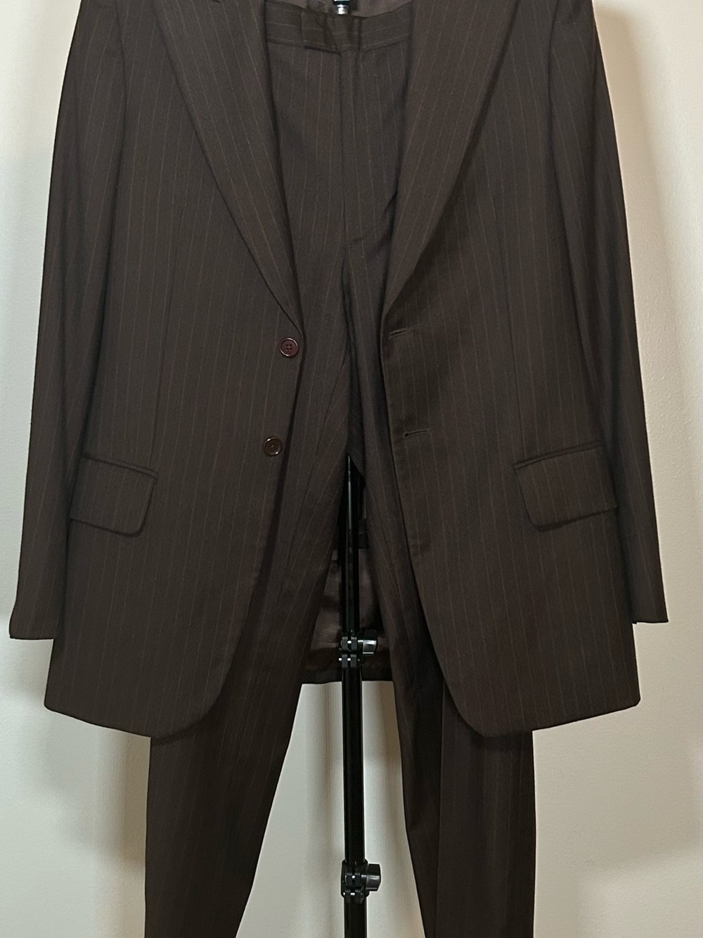 John Varvatos Brown Pinstripe Suit - Two-Piece Set 40R Jacket / 34 Pants